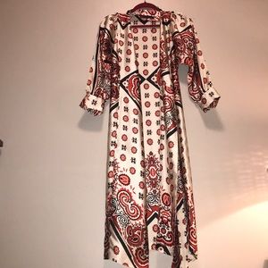 ZARA PATTERNED WAIST TIE DRESS (?)